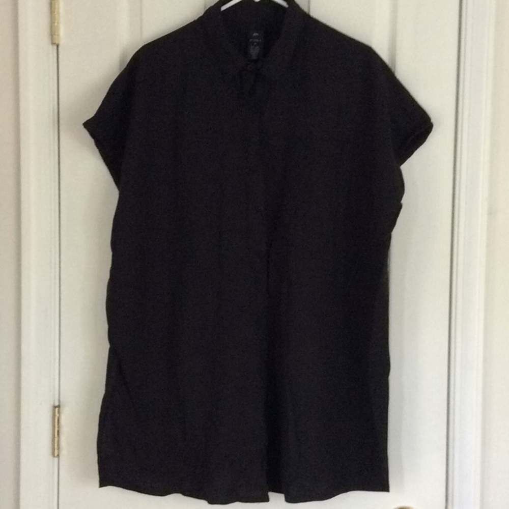Men Black Casual Shirt Button down Sleeveless Med